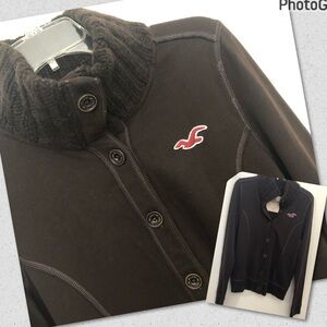 HOLLISTER Womens Large Bettys Brown Sweater Jacket Buttons NWT